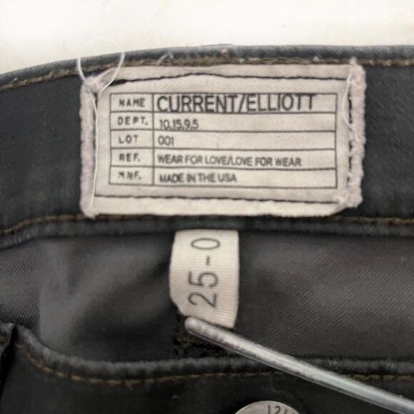 CURRENT ELLIOTT The Soho Zipped Stiletto Jeans Grey Coated Retro Skinny Size 25 - Picture 7 of 10